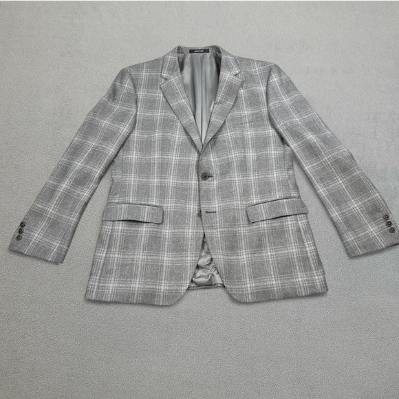 Hugo Boss Blazer Mens 42R The Crowley 2 Gray Plaid Wool Blend Sport Coat Suit